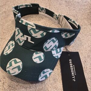 J. Lindeberg Avery Golf Visor Adjustable One Size Rain Forest Sphere Dot Green
